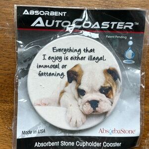 Car Coaster Absorbent Stone Puppy French Bulldog Theme New Lot Of 2